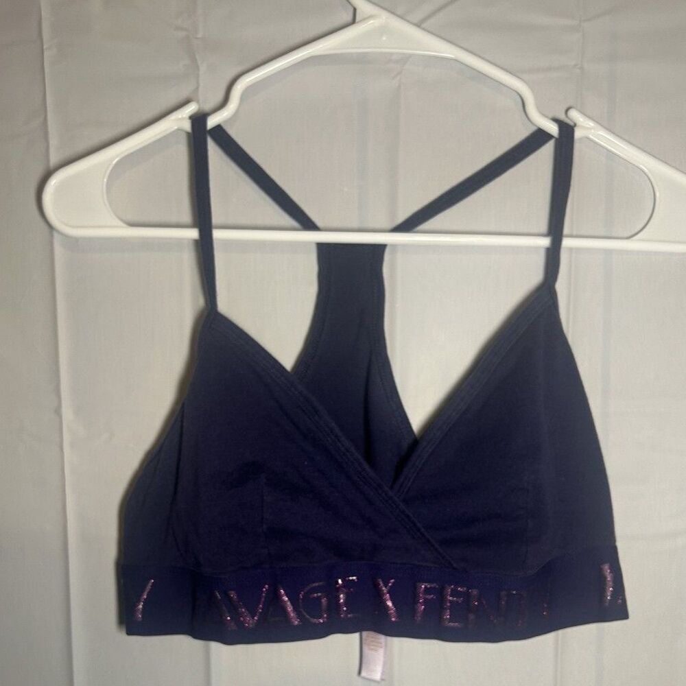 Savage X Fenty Forever Savage Crossover Bralette Purple Glitter Logo XL